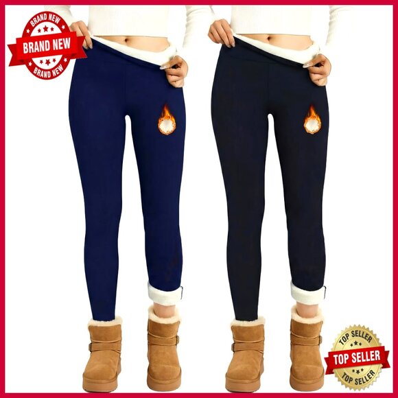 2-Pack Fleece Lined Leggings High Waisted Thermal Yoga Pants Warm Winter